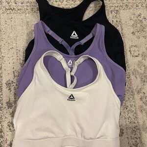 Reebok Women's Black, Purple & Cream Racerback Sports Bra Trio